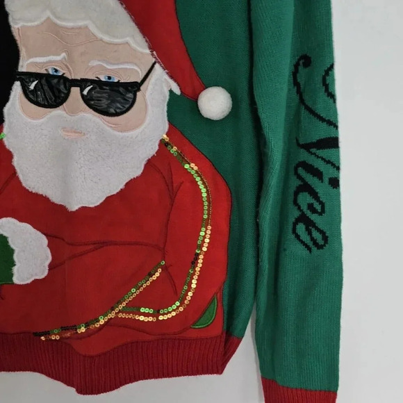 Christmas Holiday Time Santa Claus Sweater Womens Size M 38 40 - Picture 4 of 6